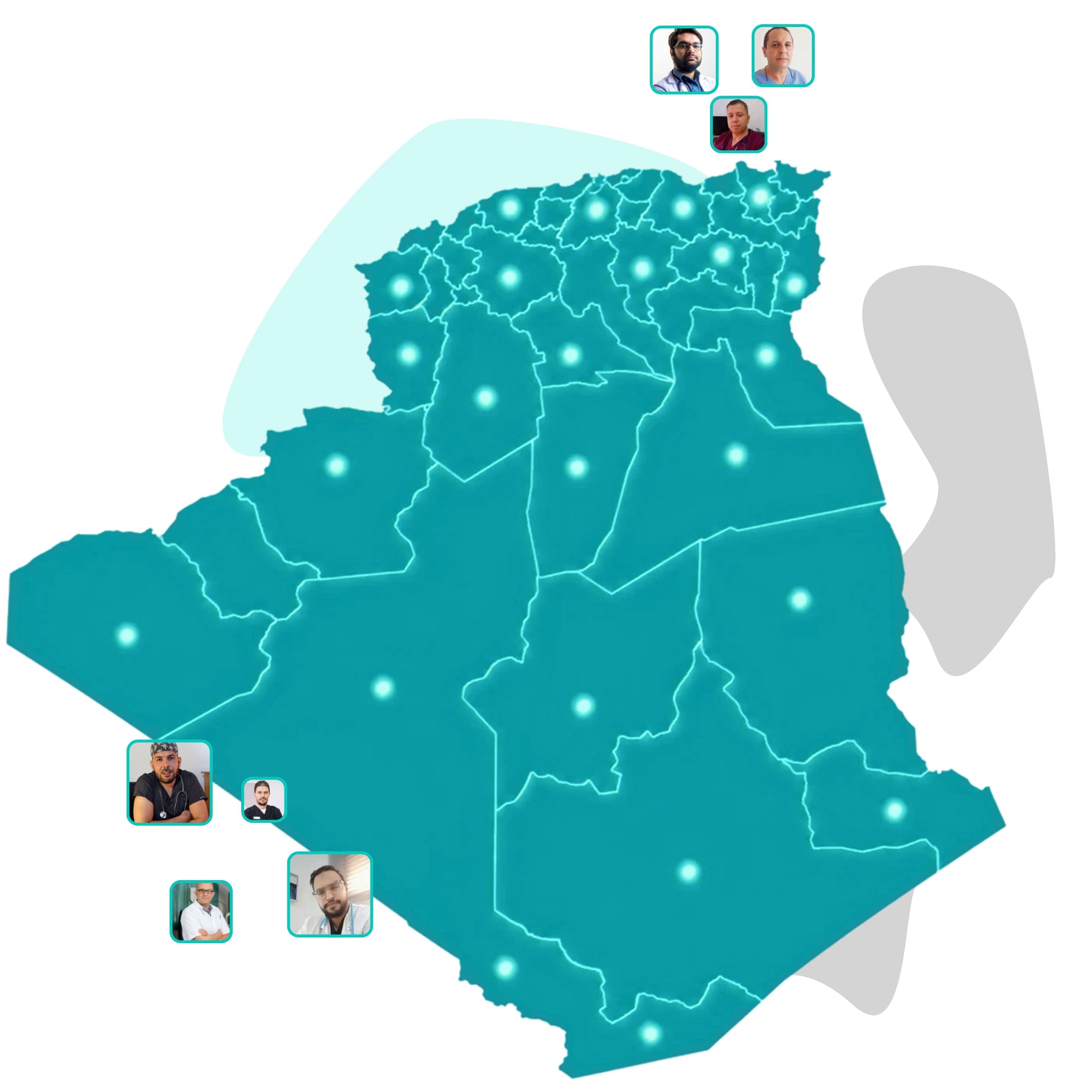 Carte des médecins en Algérie